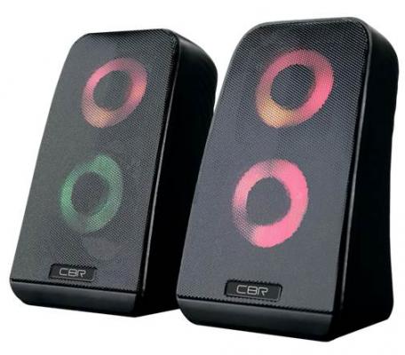CBR CMS 512L Black, Акустическая система 2.0, питание USB, 2х3 Вт (6 Вт RMS), материал корпуса пластик, RGB-подсветка, 3.5 мм линейный стереовход, рег