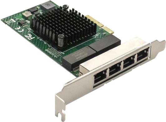 Сетевой адаптер ExeGate EXE-BCM5719 (PCI-E x4 v2.0, порты 4xRJ45, 10/100/1000Mbps, Gigabit Chipset Broadcom BCM5719)