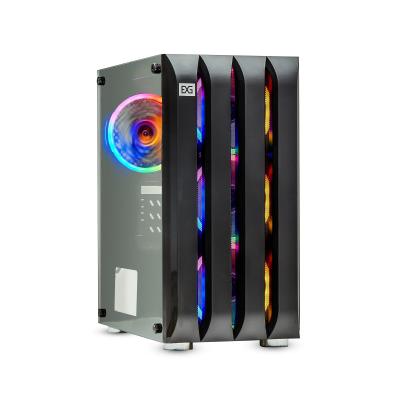 Корпус Minitower ExeGate Mistery R3-NPX450 (mATX, БП 450NPX с вент. 12 см, 2*USB+1*USB3.0, аудио, черный, 4 вент. 12см с RGB подсветкой, боковая панель - закаленное стекло)