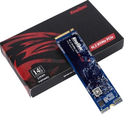 Kingspec SSD NE-1TB 2280, 1024GB, M.2(22x80mm), NVMe, PCIe 3.0 x4, R/W 2400/1900MB/s, IOPs н.д./н.д., TBW 800, DWPD 0.69 (3 года)