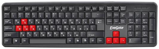 Клавиатура ExeGate Professional Standard LY-403 (USB, полноразмерная, влагозащищенная, 104кл., Enter большой, 8 оранжевых клавиш, длина кабеля 1,35м, черная, Color Box)