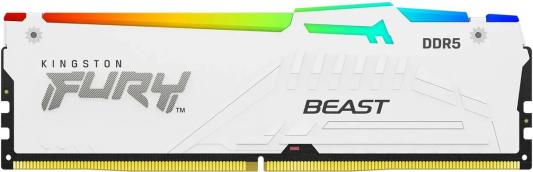 Оперативная память для компьютера 16Gb (1x16Gb) PC5-48000 6000MHz DDR5 DIMM CL40 Kingston Fury Beast White RGB KF560C40BWA-16