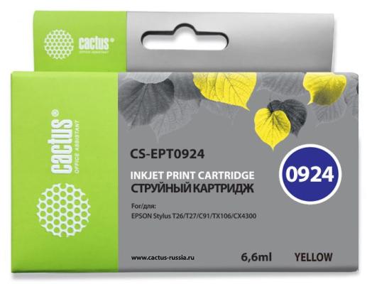 Струйный картридж Cactus CS-EPT0924 желтый для Epson Stylus C91/CX4300/T26/T27/TX106/TX109 500стр.